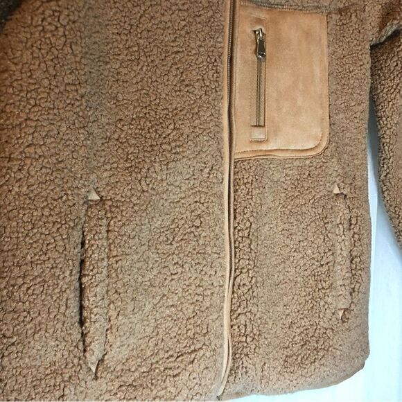 KIDS Girl Copper Key Khaki Tan Beige Faux Fur Jacket Coat Front Pocket - Picture 8 of 8